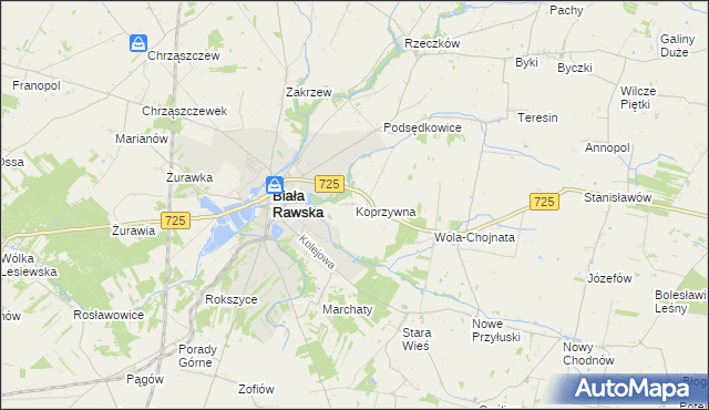 mapa Koprzywna, Koprzywna na mapie Targeo