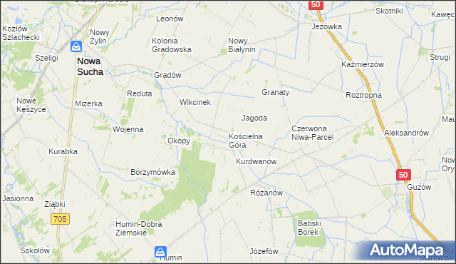 mapa Kościelna Góra, Kościelna Góra na mapie Targeo