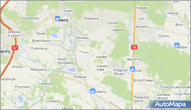 mapa Kowala gmina Sitkówka-Nowiny, Kowala gmina Sitkówka-Nowiny na mapie Targeo