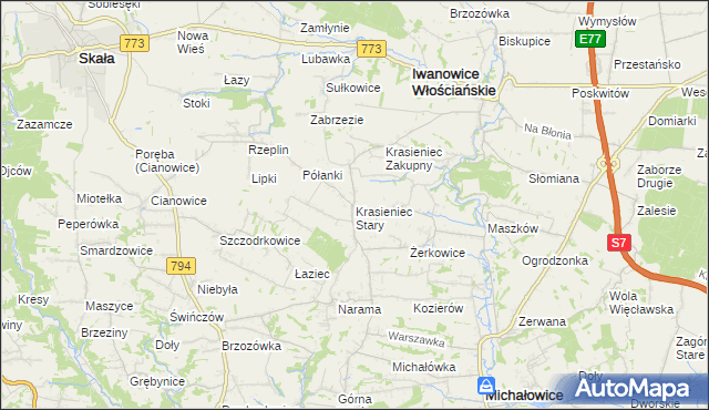 mapa Krasieniec Stary, Krasieniec Stary na mapie Targeo