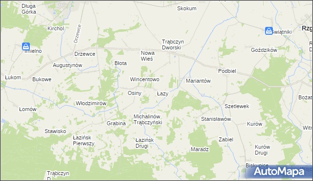mapa Łazy gmina Zagórów, Łazy gmina Zagórów na mapie Targeo