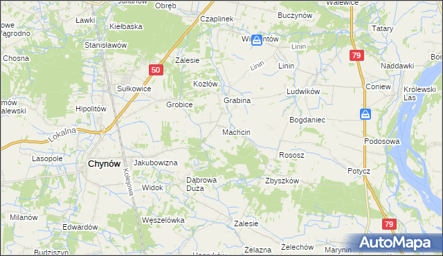mapa Machcin gmina Chynów, Machcin gmina Chynów na mapie Targeo