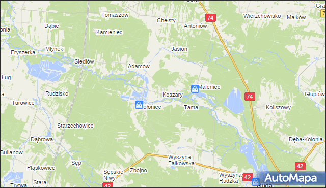 mapa Machory, Machory na mapie Targeo