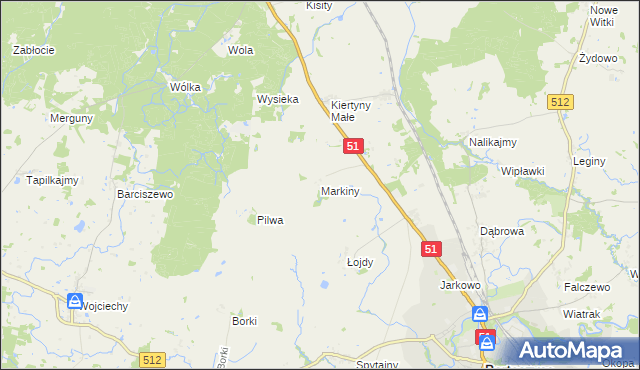 mapa Markiny, Markiny na mapie Targeo