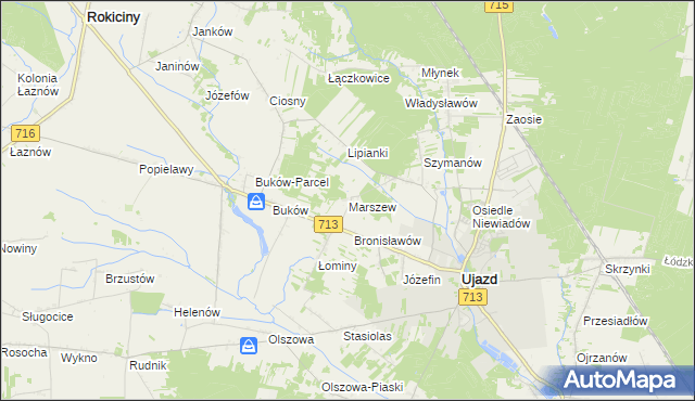 mapa Marszew gmina Ujazd, Marszew gmina Ujazd na mapie Targeo