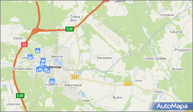 mapa Marszewo gmina Goleniów, Marszewo gmina Goleniów na mapie Targeo