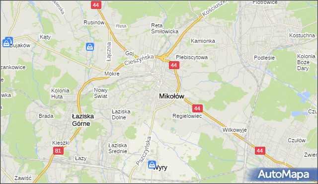 mapa Mikołów, Mikołów na mapie Targeo