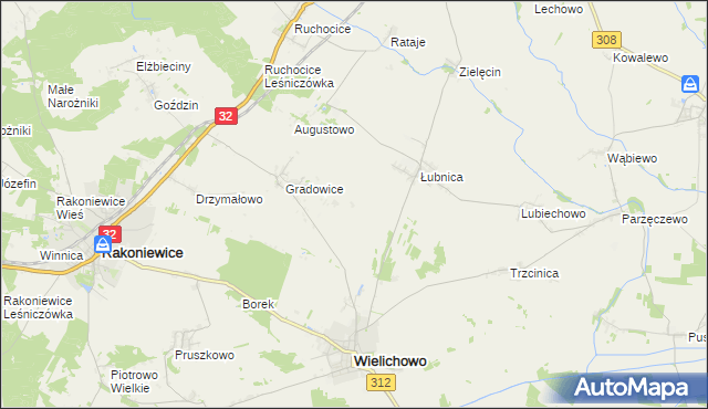 mapa Mokrzec gmina Wielichowo, Mokrzec gmina Wielichowo na mapie Targeo