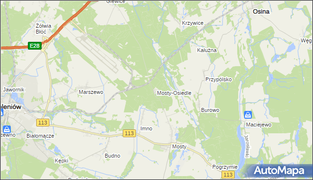 mapa Mosty-Osiedle, Mosty-Osiedle na mapie Targeo