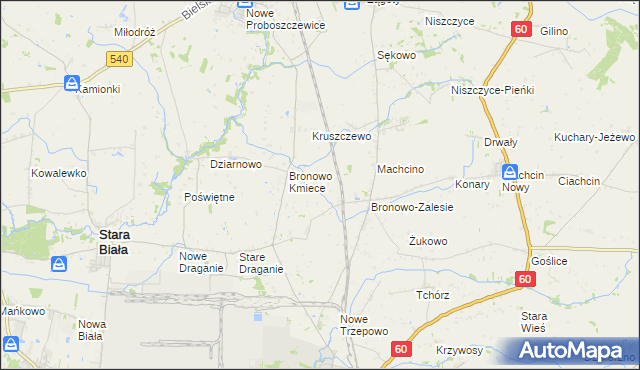 mapa Nowe Bronowo, Nowe Bronowo na mapie Targeo