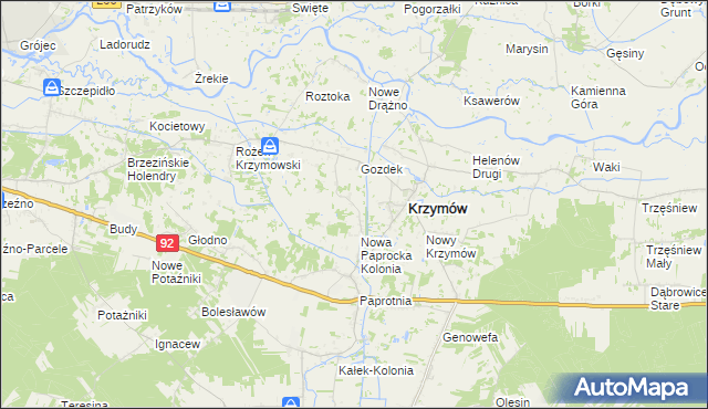mapa Nowe Paprockie Holendry, Nowe Paprockie Holendry na mapie Targeo