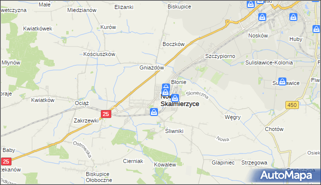 mapa Nowe Skalmierzyce, Nowe Skalmierzyce na mapie Targeo