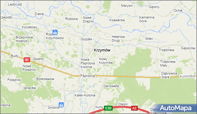 mapa Nowy Krzymów, Nowy Krzymów na mapie Targeo