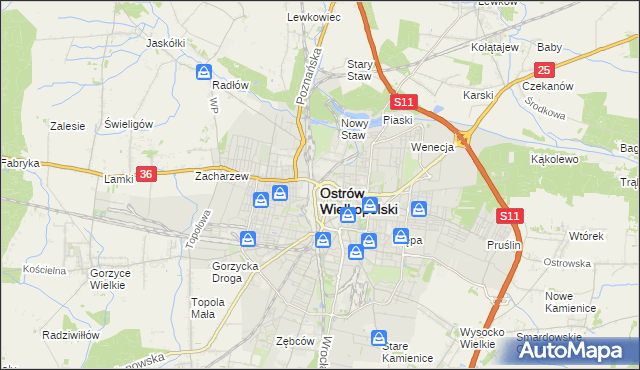 mapa Ostrów Wielkopolski, Ostrów Wielkopolski na mapie Targeo