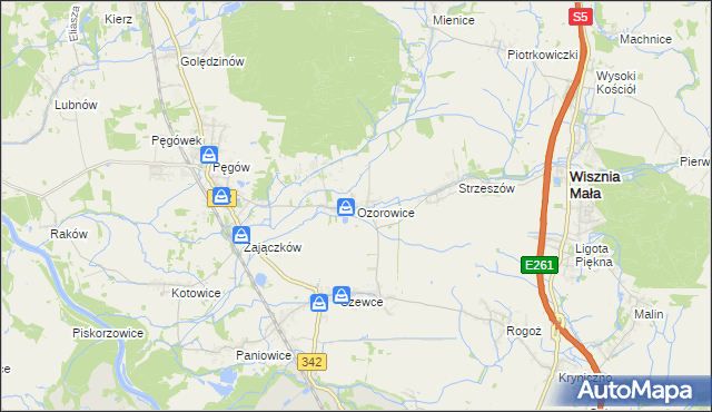 mapa Ozorowice, Ozorowice na mapie Targeo