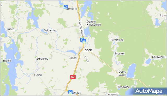 mapa Piecki powiat mrągowski, Piecki powiat mrągowski na mapie Targeo