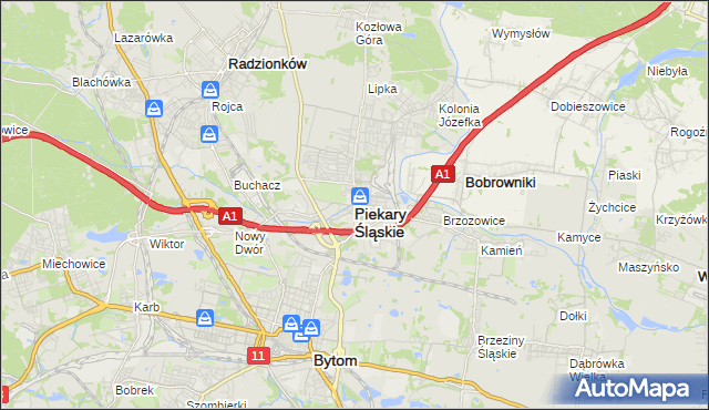 mapa Piekary Śląskie, Piekary Śląskie na mapie Targeo