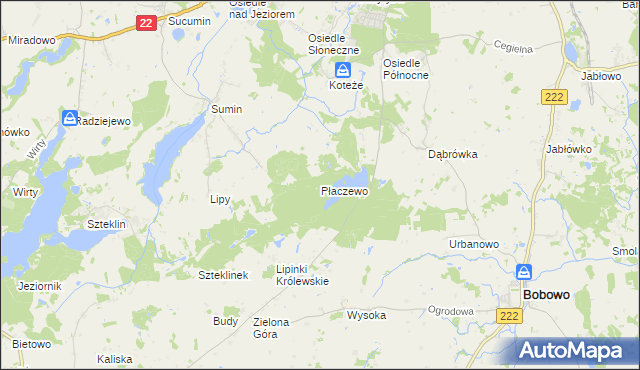 mapa Płaczewo gmina Starogard Gdański, Płaczewo gmina Starogard Gdański na mapie Targeo