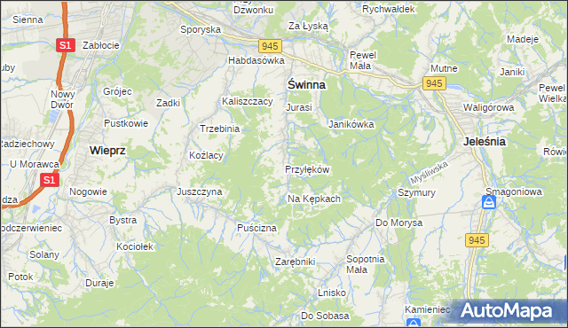 mapa Przyłęków, Przyłęków na mapie Targeo