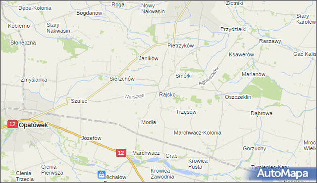mapa Rajsko gmina Opatówek, Rajsko gmina Opatówek na mapie Targeo