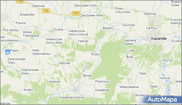 mapa Ruda gmina Kazanów, Ruda gmina Kazanów na mapie Targeo