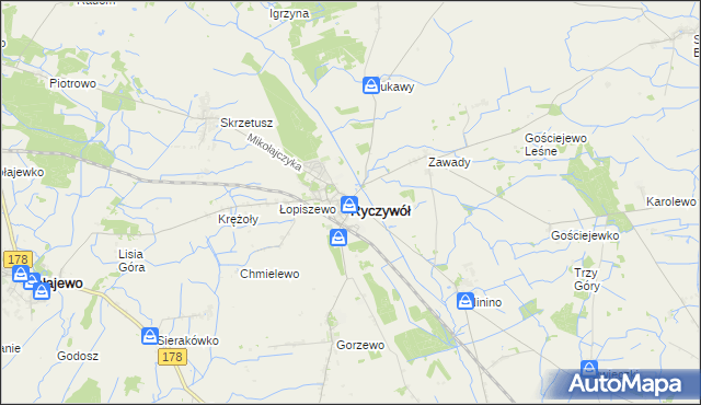 mapa Ryczywół powiat obornicki, Ryczywół powiat obornicki na mapie Targeo