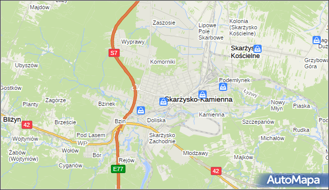 mapa Skarżysko-Kamienna, Skarżysko-Kamienna na mapie Targeo