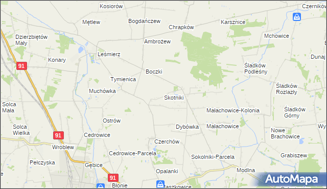 mapa Skotniki gmina Ozorków, Skotniki gmina Ozorków na mapie Targeo