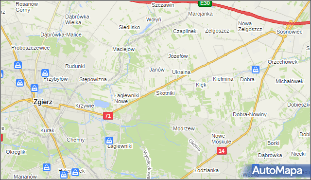 mapa Skotniki gmina Zgierz, Skotniki gmina Zgierz na mapie Targeo