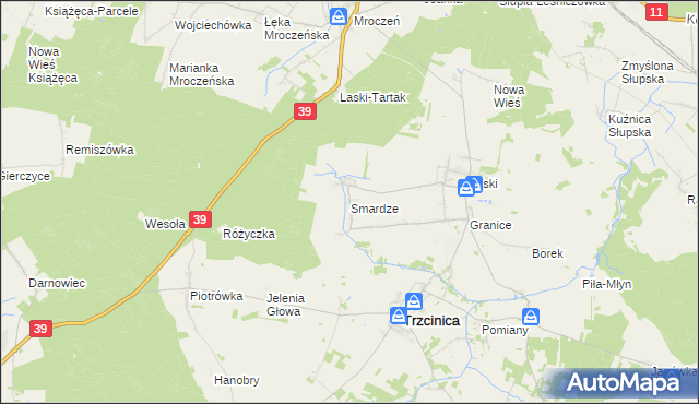 mapa Smardze, Smardze na mapie Targeo