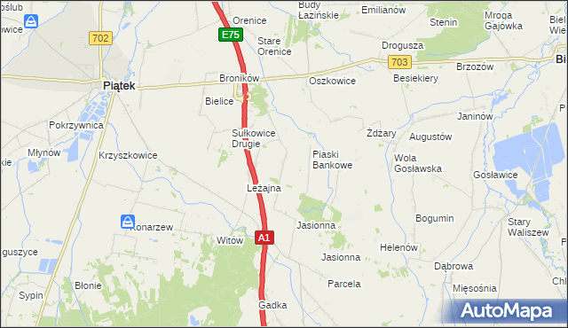 mapa Stare Piaski gmina Bielawy, Stare Piaski gmina Bielawy na mapie Targeo