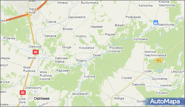 mapa Stolec gmina Złoczew, Stolec gmina Złoczew na mapie Targeo