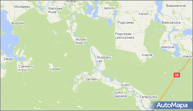 mapa Studziany Las, Studziany Las na mapie Targeo