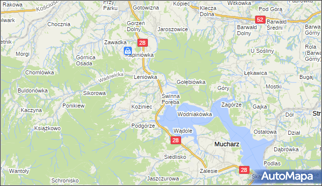 mapa Świnna Poręba, Świnna Poręba na mapie Targeo