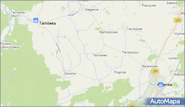 mapa Tarnowiec gmina Tarnówka, Tarnowiec gmina Tarnówka na mapie Targeo
