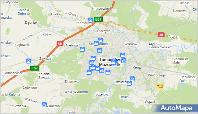 mapa Tomaszów Mazowiecki, Tomaszów Mazowiecki na mapie Targeo
