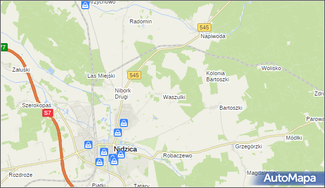 mapa Waszulki, Waszulki na mapie Targeo