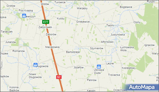 mapa Wierzchowina gmina Jasieniec, Wierzchowina gmina Jasieniec na mapie Targeo
