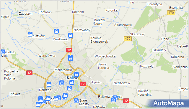 mapa Wojciechówka gmina Żelazków, Wojciechówka gmina Żelazków na mapie Targeo