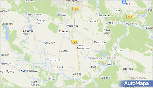 mapa Wola Tesserowa, Wola Tesserowa na mapie Targeo