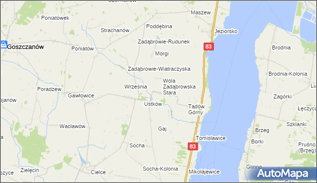 mapa Wola Zadąbrowska, Wola Zadąbrowska na mapie Targeo