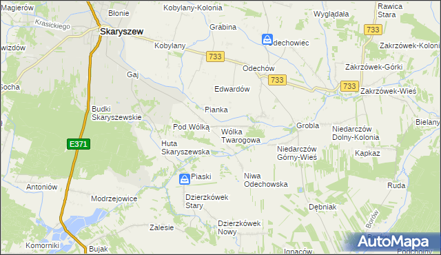 mapa Wólka Twarogowa, Wólka Twarogowa na mapie Targeo