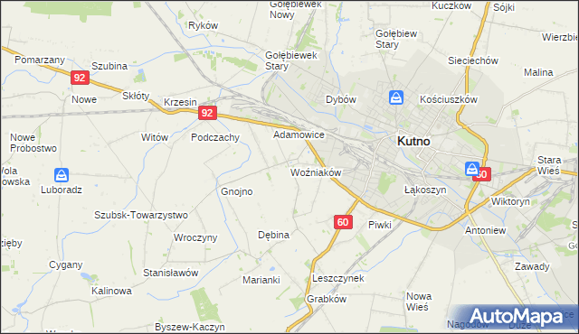 mapa Woźniaków, Woźniaków na mapie Targeo