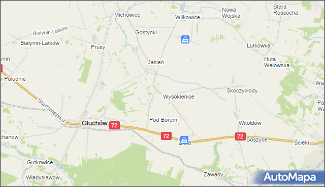 mapa Wysokienice, Wysokienice na mapie Targeo