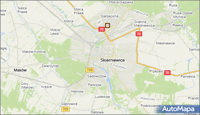 mapa Skierniewic, Skierniewice na mapie Targeo