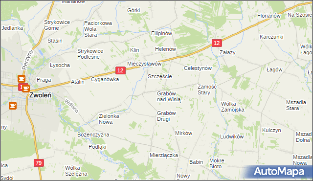 mapa Grabów nad Wisłą, Grabów nad Wisłą na mapie Targeo