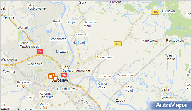 mapa Koniaczów, Koniaczów na mapie Targeo