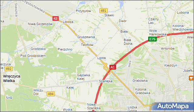 mapa Lgota gmina Kłobuck, Lgota gmina Kłobuck na mapie Targeo