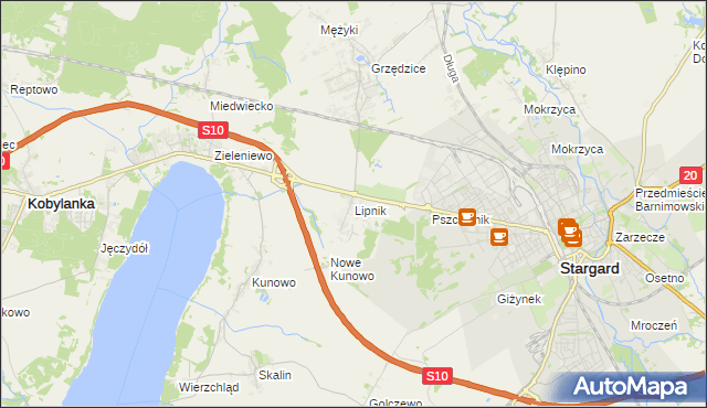 mapa Lipnik gmina Stargard, Lipnik gmina Stargard na mapie Targeo