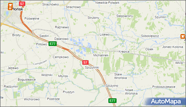 mapa Michalinek gmina Płońsk, Michalinek gmina Płońsk na mapie Targeo